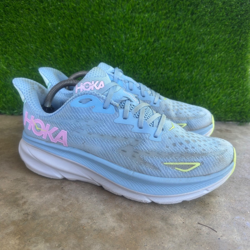 Vintage Hoka Clifton 9 Midnight Dusk Running Shoes Blue Pink Size 11B